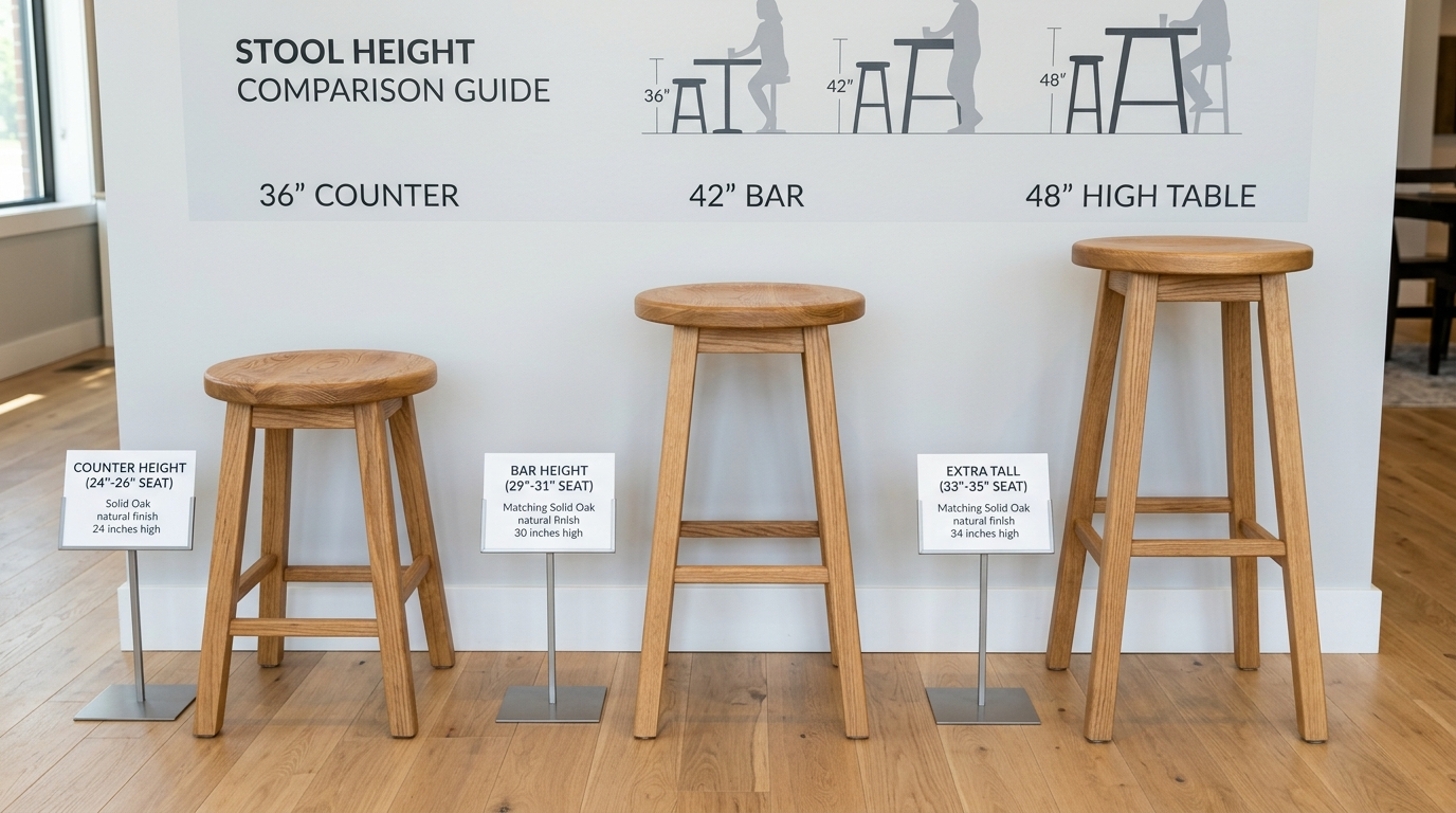 Choose a seat width that fits the number of stools you need